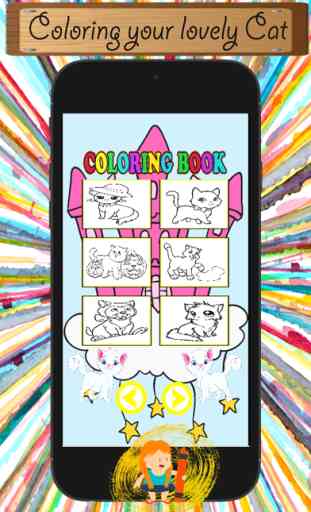 Gato de dibujos animados y de pintura para colorear libro de aprendizaje de habilidades - Diversión Juegos gratis para los niños 2