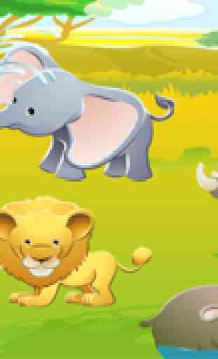 Juego educativo para niños de edad 2-5 sobre los animales del safari: juegos para jardín de infantes, escuela preescolar o guardería a aprender ingles con leones, elefantes, hipopotamos, monos, tigres y cangrejos! 2