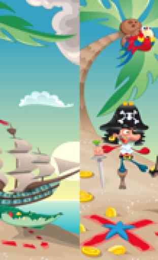 Juego para niños de 2-5 edad de piratas: Juegos y rompecabezas para guardería, preescolar o jardín de infantes con el pirata, capitán, loro, el cofre del tesoro, el cocodrilo y el barco en el océano! 2
