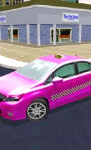 Piloto taxi color rosa conductor y juegos carreras 3