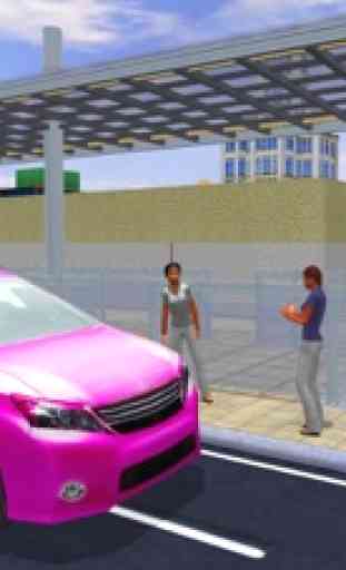 Piloto taxi color rosa conductor y juegos carreras 4