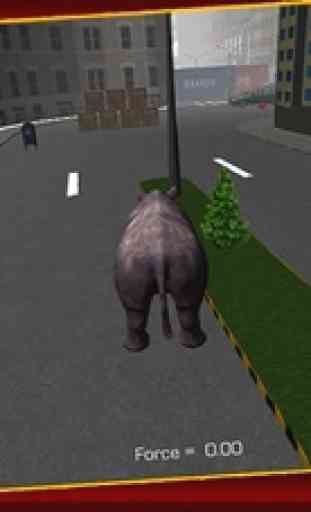 3D Rhino Simulador - simulador de animales salvajes y juego de simulación para destruir la ciudad 1