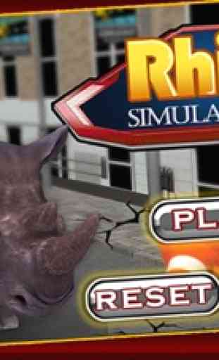 3D Rhino Simulador - simulador de animales salvajes y juego de simulación para destruir la ciudad 3