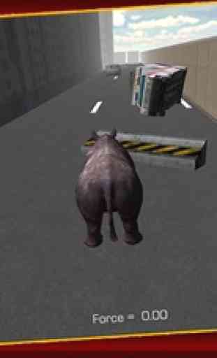 3D Rhino Simulador - simulador de animales salvajes y juego de simulación para destruir la ciudad 4