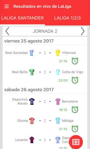 Resultados en vivo de La Liga 2017 / 2018 App 3
