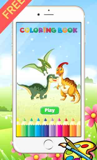Dinosaurio dragón para colorear libro - Dibujo para niños juego libre, la pintura y el color de Dino 1