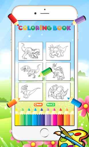 Dinosaurio dragón para colorear libro - Dibujo para niños juego libre, la pintura y el color de Dino 2