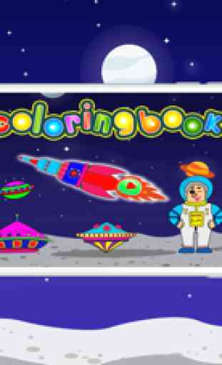 libros para colorear (espacio): Colorear y Aprendizaje Juegos para Niños Libres! 3