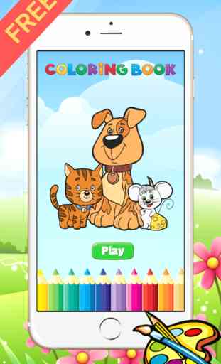 Perro y gato para colorear libro - Todo en 1 Dibujo Pintura Y Color Juegos para Niños 1