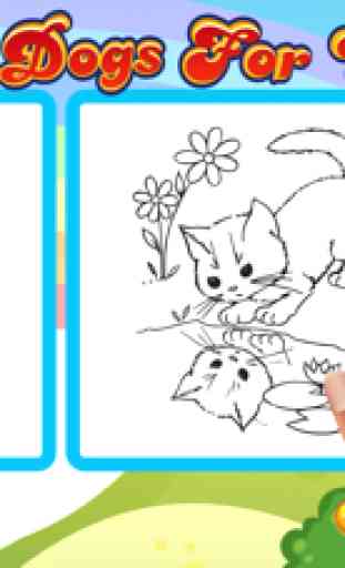 gatos y perros Libros colorear Niños: juegos niños 3