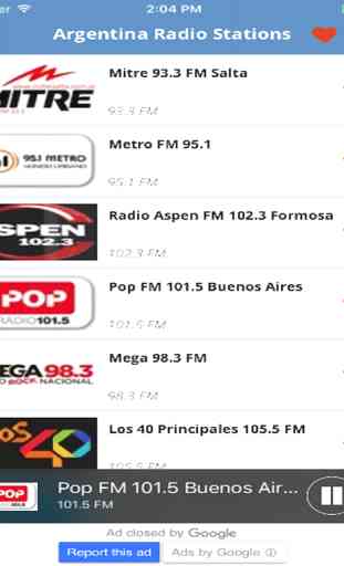 Argentina Radio Music, News Mitre, Metro, Pop Mega 3