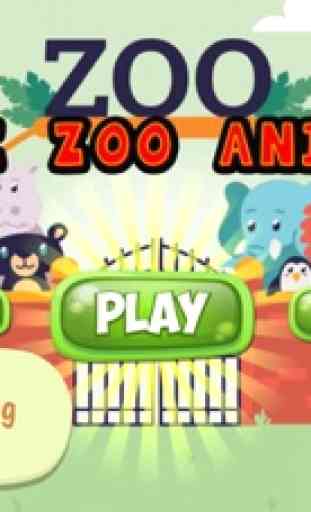 Lindo animales de zoológico Vocabulario juego 1