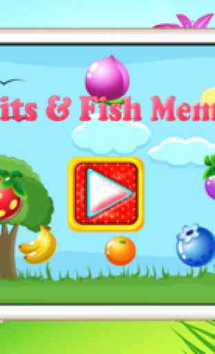 Juegos para Niños Frutas Y Pescados Preescolar Educación a juego 1