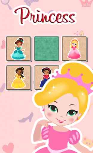 Princesas  Juego memoria  para niñas de 3 a 5 años 1