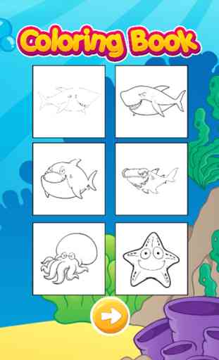 tiburón & pez mar libro de colorear para niño 2