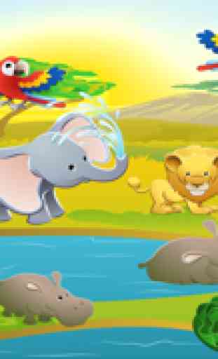 Juego educativo para los niños de edad 2-5 sobre los animales del safari: juegos y rompecabezas para jardín de infantes, escuela preescolar o guardería con leones, elefantes, hipopotamos, monos, tigres y cangrejos! 3