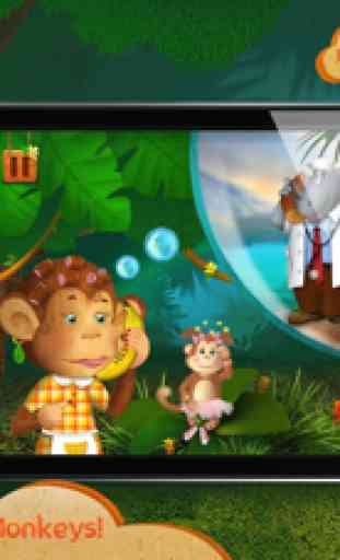Canciones y rimas: 5 Little Monkeys - aprender los números, cantar y divertirse. Juegos para bebés, niños en edad preescolar y jardín de infantes. HD music aplicación 2