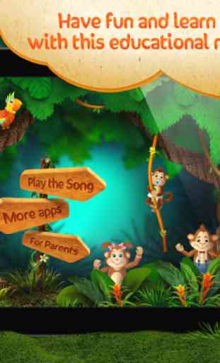 Canciones y rimas: 5 Little Monkeys - aprender los números, cantar y divertirse. Juegos para bebés, niños en edad preescolar y jardín de infantes. HD music aplicación 4