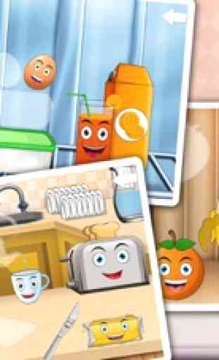 Rompecabezas para niños con frutas y verduras - Juegos gratis para los bebés y niños pequeños 2