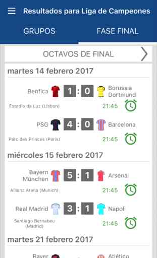 Resultados para Liga de Campeones 2017 / 2018 App 3