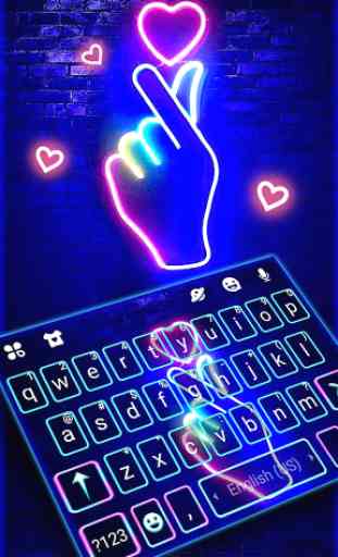 Love Heart Neon Tema de teclado 1