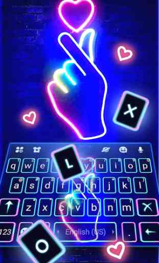 Love Heart Neon Tema de teclado 2