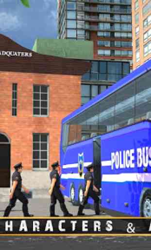 Policía autobús conducción 3D 2