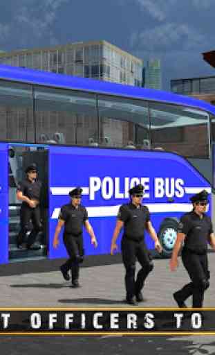 Policía autobús conducción 3D 3