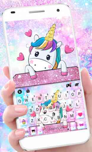 Cute Cartoon Unicorn Tema de teclado 1