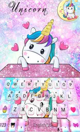 Cute Cartoon Unicorn Tema de teclado 2