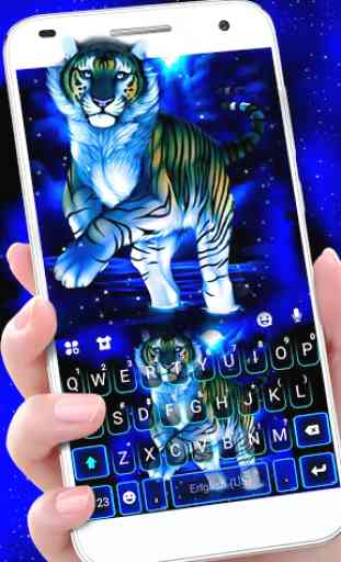 Neon Blue Tiger King Tema de teclado 1