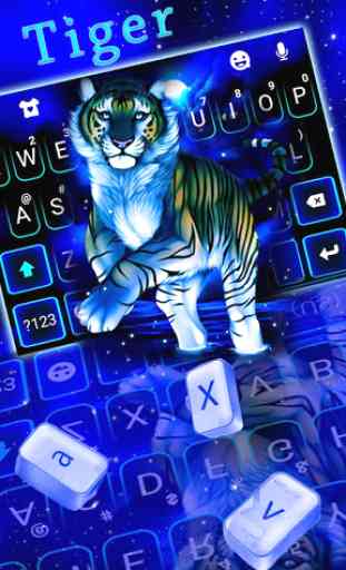 Neon Blue Tiger King Tema de teclado 2
