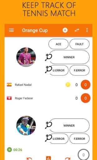 Orange Cup - registro de puntuación de tenis 1