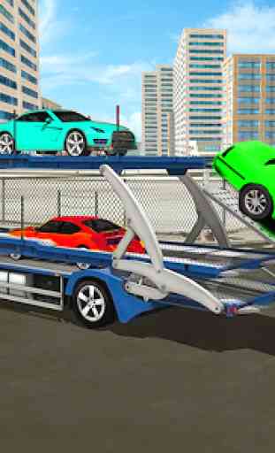 Transporte de automóviles en tráiler 3D 2