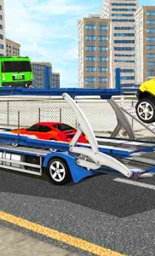 Transporte de automóviles en tráiler 3D 3