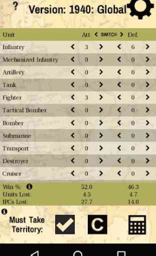 Battle Calculator for Axis & Allies Game 3