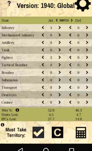 Battle Calculator for Axis & Allies Game 4