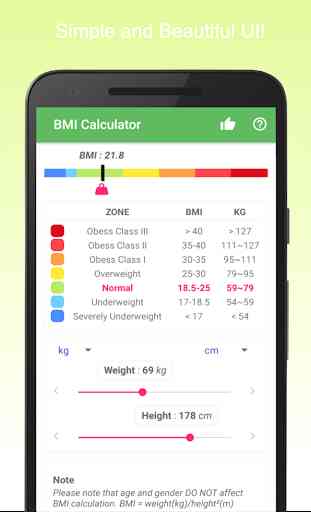 Calculadora de índice de masa corporal simple 1