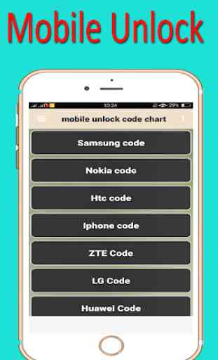 mobile  unlock code chart 4