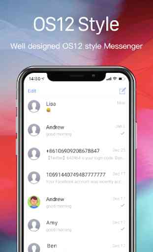 OS12 Messenger for SMS 2019 - Call app 1