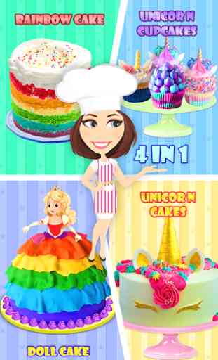 Unicorn Doll Cake - Sweet Rainbow Cupcake Desserts 1