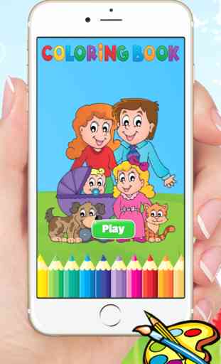 Mi familia Libro de colorear pintura dibujo para niños de juego libre 1