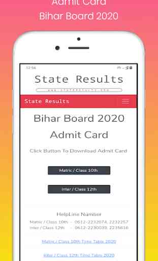 Bihar Board  10th 12th Admit Card Time Table 2020 2