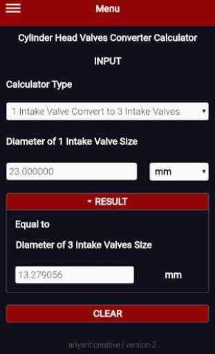 Cylinder Head Valves Converter Calculator PRO 2