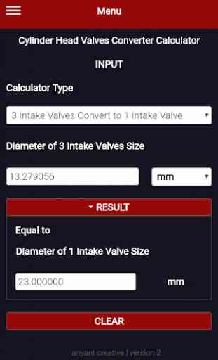 Cylinder Head Valves Converter Calculator PRO 3
