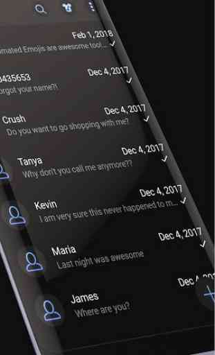 El modo oscuro de SMS Messenger Theme 2