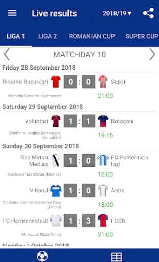 Live Scores for Liga 1 Romania 2019/2020 3