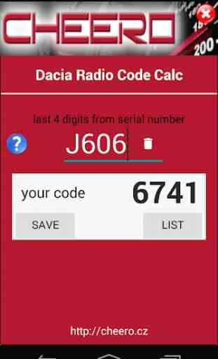 RADIO CODE CALC FOR DACIA - NO LIMIT 4