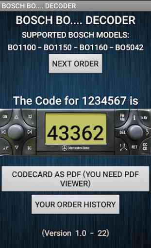 Radio Code DeBoschCoder 2