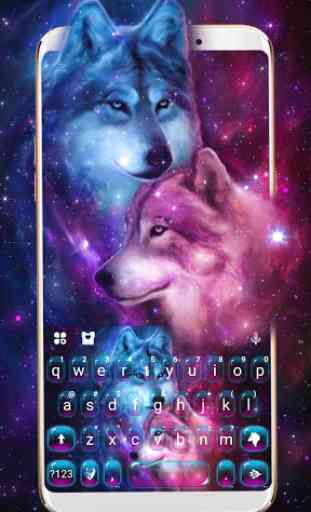 Neon Wolf Galaxy Tema de teclado 1